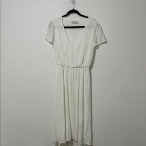 Wayf White Midi Dress with V-Neck